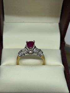 Oval Facetted Ruby Diamond Ring - Photo 2