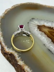Oval Facetted Ruby Diamond Ring - Photo 6