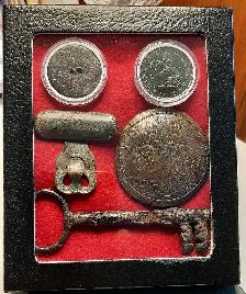Metal Detecting Finds Coins, Horse Rosette, Skeleton Key