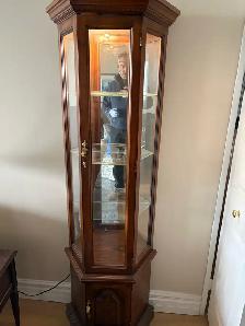 Free delivery used Wooden Corner Curio Cabinet
