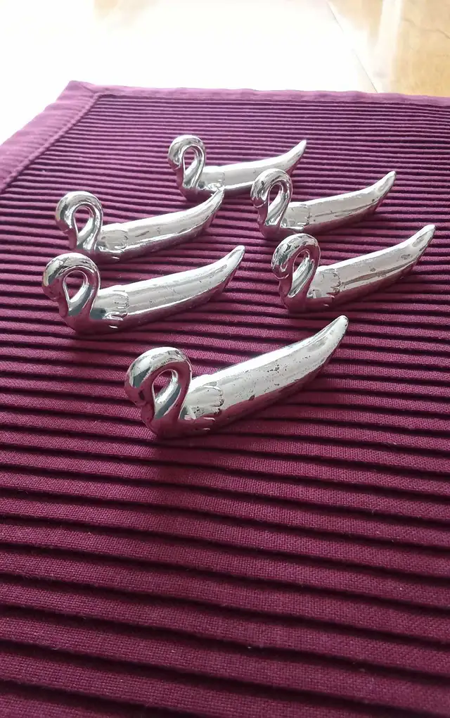 6 appuis/ supports vintage pour couteaux en forme de cygne - Photo 4