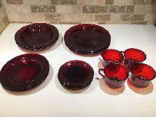 Vintage Arcoroc France Ruby red glass dining set - Photo 1