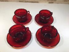 Vintage Arcoroc France Ruby red glass dining set - Photo 4