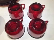 Vintage Arcoroc France Ruby red glass dining set - Photo 5