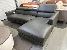 Grey leather sectional with power seat