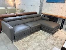 Grey leather sectional with power seat - Photo 2