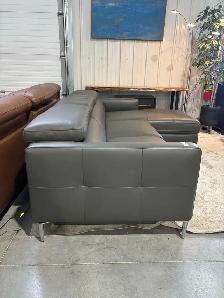 Grey leather sectional with power seat - Photo 3