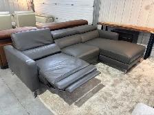 Grey leather sectional with power seat - Photo 4
