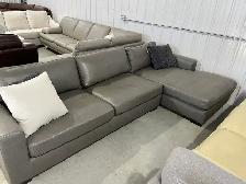 Grey leather sectional