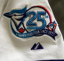 GAME WORN 2001-Blue Jays jersey & 25th Anv. patch Izturis Rookie