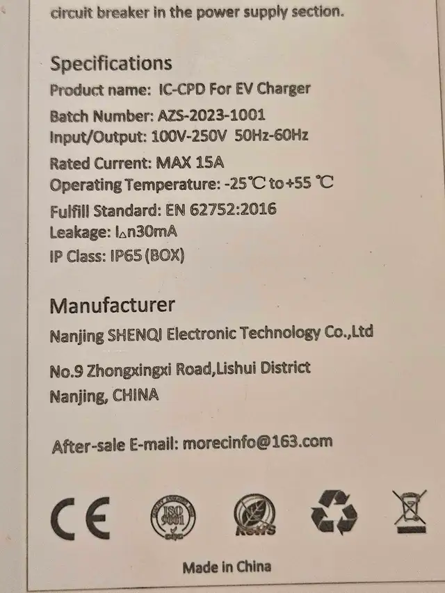 borne de recharge 15 amperes niveau 1 $115.