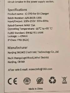 borne de recharge 15 amperes niveau 1 $115.