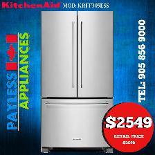 Kitchenaid KRFF305ESS 36' Standard Depth French Door Fridge