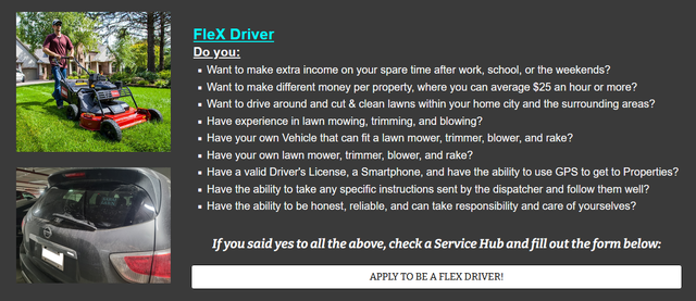 Want a PT cash job driving and mowing grass? Be a FleX Driver!