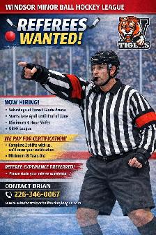 Windsor and Amherstburg Minor Ball Hockey League needs refs!