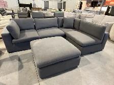 Grey 5 piece modular sectional with ottoman - Photo 2