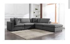 Grey 5 piece modular sectional with ottoman - Photo 3