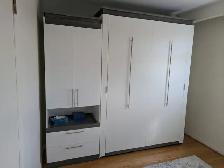 Deluxe Queen Bestar (Murphy) Bed with Cabinet (White) & Mattress - Photo 4