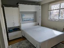 Deluxe Queen Bestar (Murphy) Bed with Cabinet (White) & Mattress - Photo 5