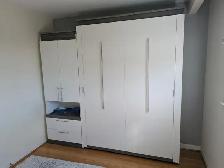 Deluxe Queen Bestar (Murphy) Bed with Cabinet (White) & Mattress - Photo 6