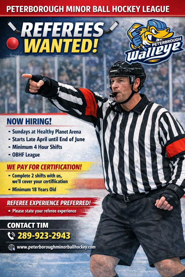 Peterborough Minor Ball Hockey League needs REFS!