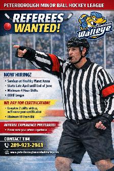 Peterborough Minor Ball Hockey League needs REFS!