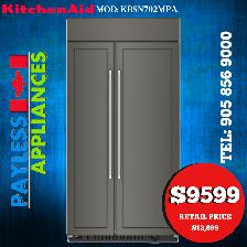Kitchenaid Built In Refrigerator KBSN702MPA 42' Side By Side