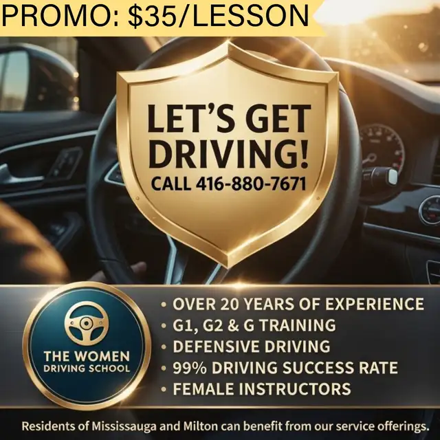 Women Driving School – $35 Lessons – 25 Years Experience
