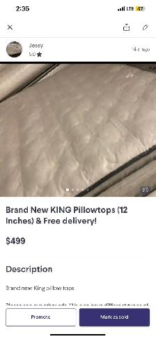 Brand New KING PILLOWTOP Mattress $499 Platform $99 - Photo 2