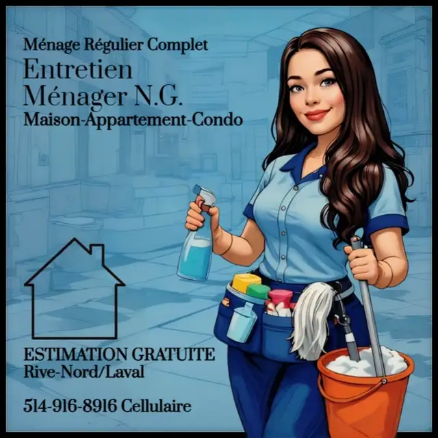 FEMME DE MÉNAGE Rive-Nord/Laval MAISON-APPARTEMENT-CONDO
