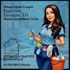 FEMME DE MÉNAGE Rive-Nord/Laval MAISON-APPARTEMENT-CONDO