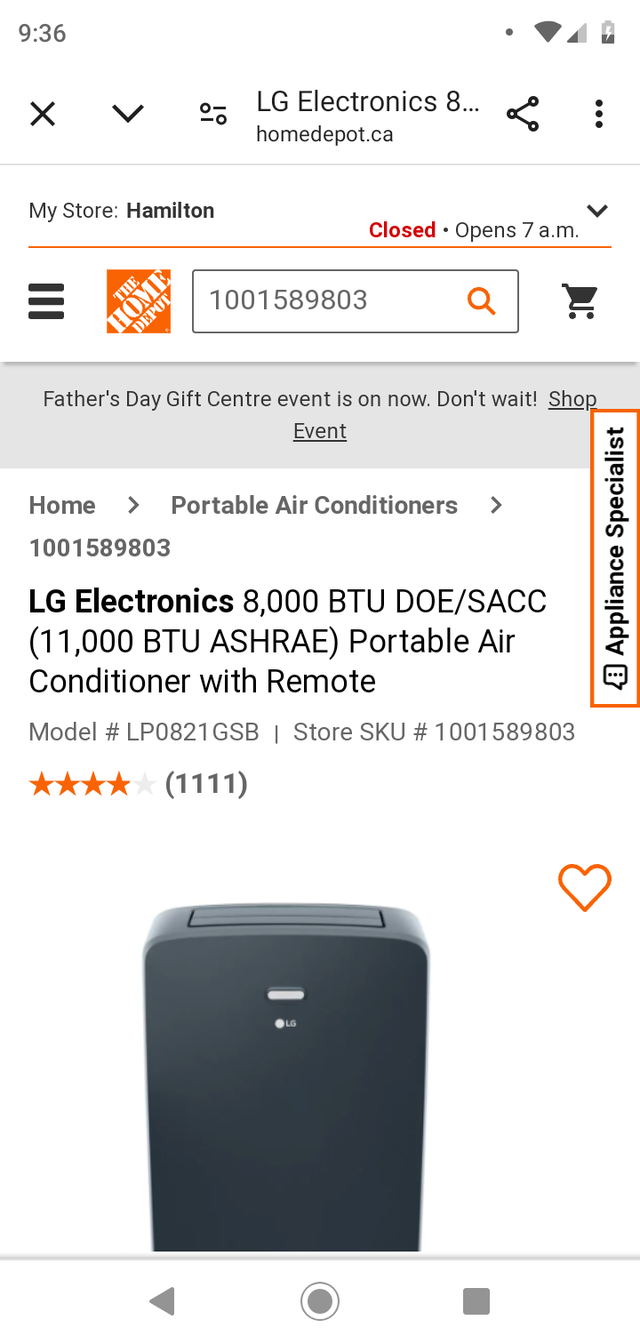 LG PORTABLE AIR CONDITIONER