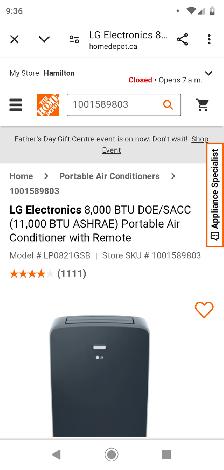 LG PORTABLE AIR CONDITIONER