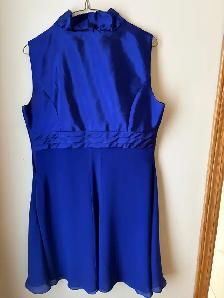 Ladies Blue Satin Chiffon Dress - Photo 2