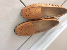 SOULIERS NEUFS CUIR BEIGE MARCHE-MELLOW COMFORT GR7 FEMME $20.00 - Photo 2