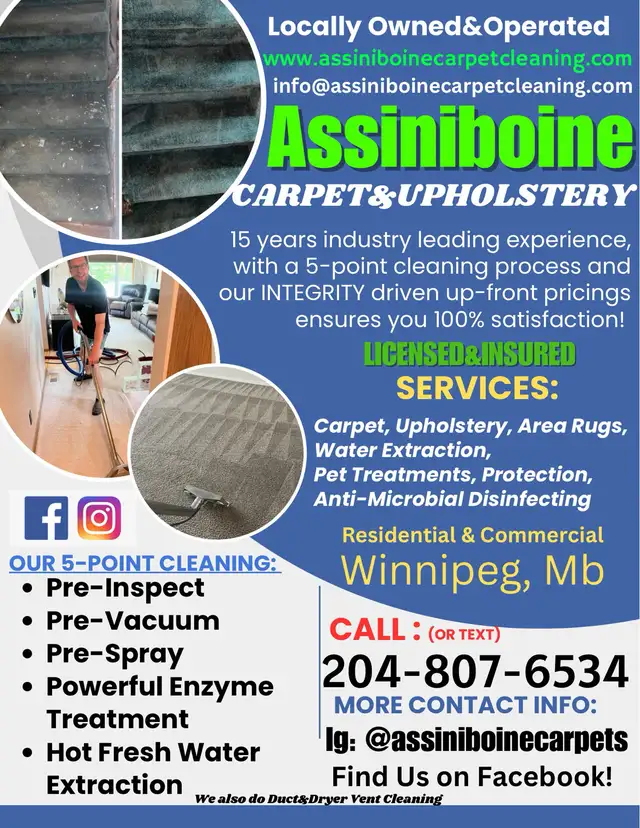 Winnipeg Carpet, Upholstery,  Duct & Dryer Vent Cleanin