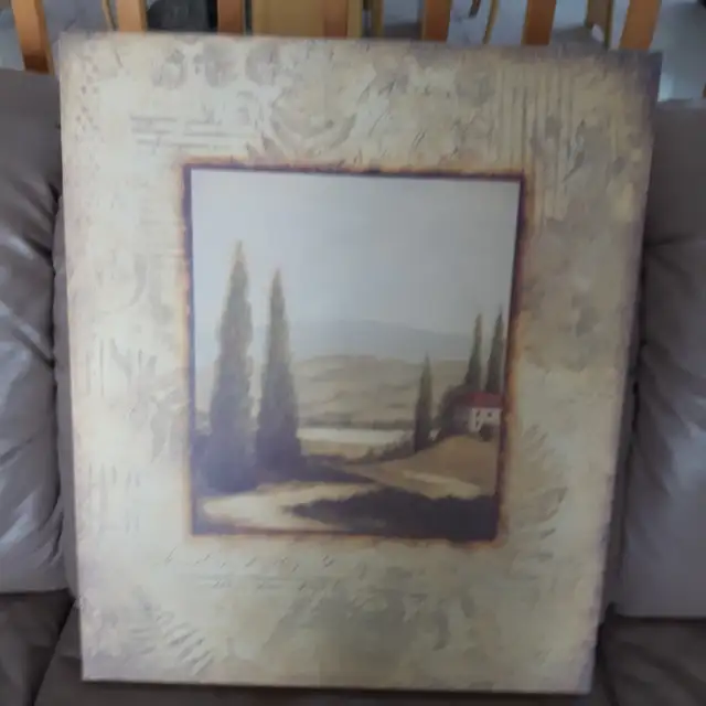 BELLE GRANDE TOILE TOSCANE D'ITALIE DANS CADRE EN BOIS 20'x24'