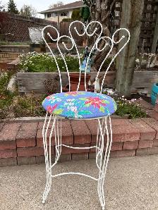White Metal Vanity Chair
