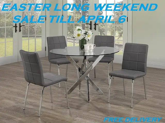 DESIGNER ROUND DINING TABLE  4 CHAIRS FULL SET (FREE DELIVERY)