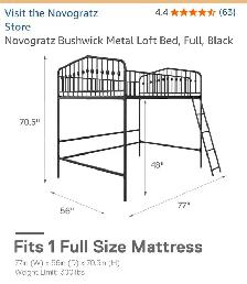 FOR SALE Full size Loft bed - Frame ONLY . PERFECT COND. $300OBO - Photo 2