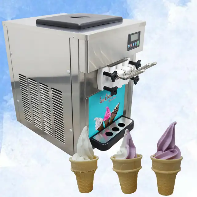 3Head Desktop Soft Ice Cream Machine LCD Digital Control 211082