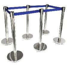 6 Stanchion Silver Posts Queue Pole Retractable Belt 170519 - Photo 2
