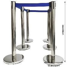 6 Stanchion Silver Posts Queue Pole Retractable Belt 170519 - Photo 10