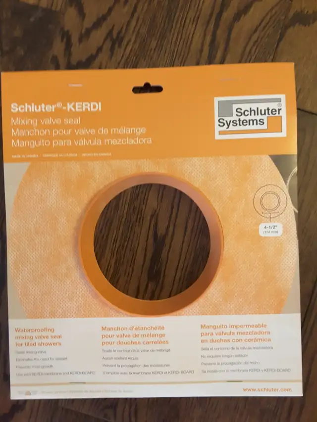 Schluter Kerdi Mixing Valve Seal 4-1/2 and Schluter Kerdi Pipe