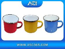 10Pc 12oz Fine Enamel Cup Silver Lip Mug Heat Press 000995