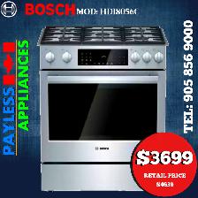 Bosch Dual Fuel Range 800 Series HDI8056C 30' Slide In Self Clea