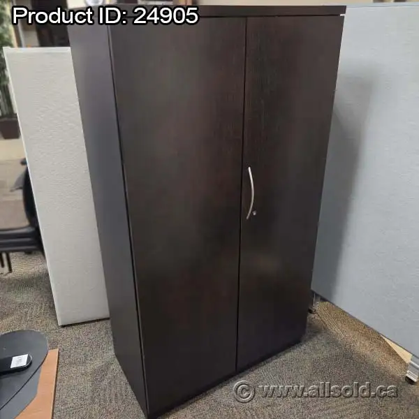 Steelcase Espresso & Black 2 Door Storage Cabinet 36 x 19 x 65.5