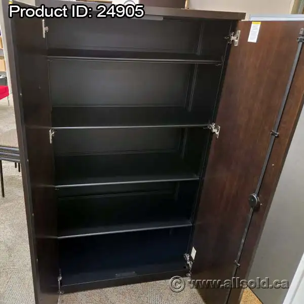 Steelcase Espresso & Black 2 Door Storage Cabinet 36 x 19 x 65.5 - Photo 2