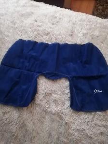 Neck pillow blows up blue suede
