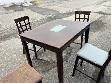 Free delivery used Dark Wood Dining Table Set with 4 Chairs - Photo 2